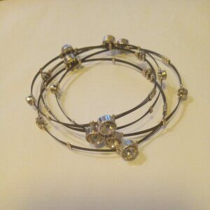 Black  Sliver Crystal Wired Bracelet Set Of Four Brand New